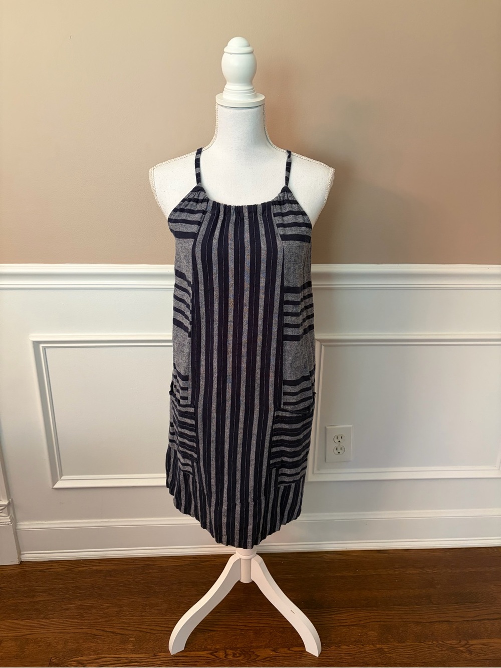 Old Navy Navy and Gray Striped Dress